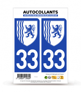33 Gironde - Nouvelle-Aquitaine Bi-ton | Autocollant plaque immatriculation