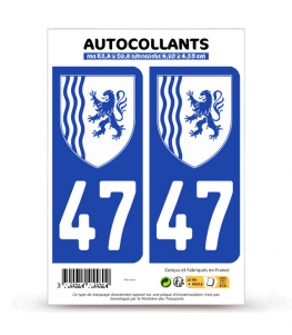 47 Lot-et-Garonne - Nouvelle-Aquitaine Bi-ton | Autocollant plaque immatriculation