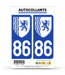 86 Vienne - Nouvelle-Aquitaine Bi-ton | Autocollant plaque immatriculation