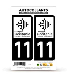 11 Aude - Occitanie Bi-ton | Autocollant plaque immatriculation