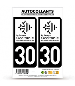 30 Gard - Occitanie Bi-ton | Autocollant plaque immatriculation