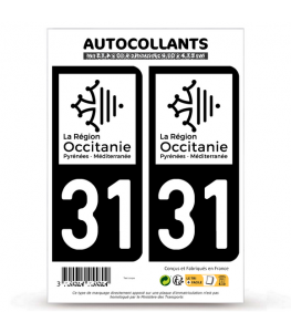 31 Haute-Garonne - Occitanie Bi-ton | Autocollant plaque immatriculation