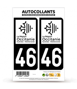 46 Lot - Occitanie Bi-ton | Autocollant plaque immatriculation