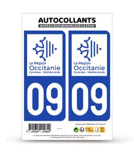 09 Ariège - Occitanie Bi-ton | Autocollant plaque immatriculation