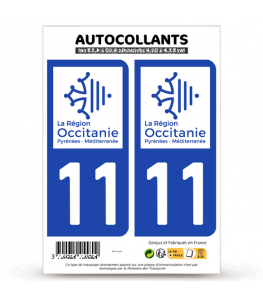 11 Aude - Occitanie Bi-ton | Autocollant plaque immatriculation