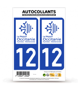 12 Aveyron - Occitanie Bi-ton | Autocollant plaque immatriculation