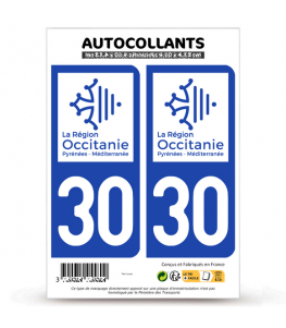 30 Gard - Occitanie Bi-ton | Autocollant plaque immatriculation