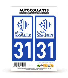 31 Haute-Garonne - Occitanie Bi-ton | Autocollant plaque immatriculation