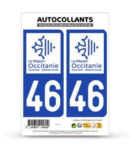 46 Lot - Occitanie Bi-ton | Autocollant plaque immatriculation