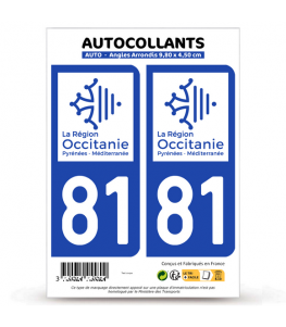 81 Tarn - Occitanie Bi-ton | Autocollant plaque immatriculation