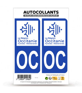 OC Occitanie - LogoType Bi-ton | Autocollant plaque immatriculation