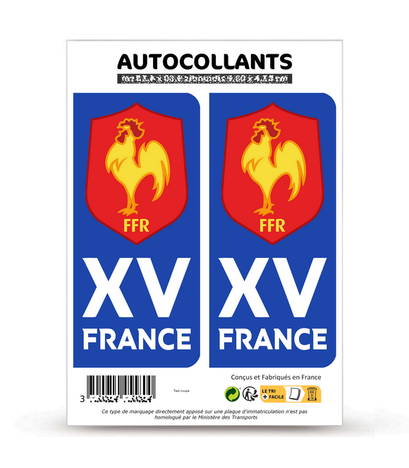 XV de France - Blason | Autocollant plaque immatriculation