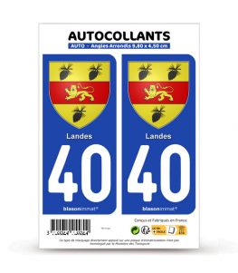 40 Landes - Armoiries | Autocollant plaque immatriculation