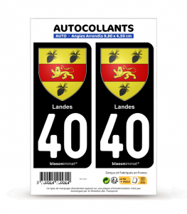 40 Landes - Armoiries | Autocollant plaque immatriculation