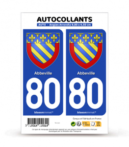 80 Abbeville - Armoiries | Autocollant plaque immatriculation