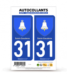 31 Saint-Gaudens - Armoiries | Autocollant plaque immatriculation