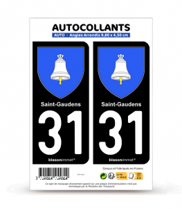 31 Saint-Gaudens - Armoiries | Autocollant plaque immatriculation