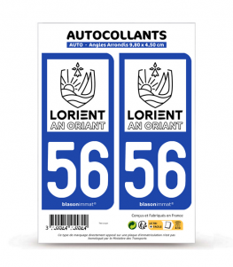 56 Lorient - Ville | Autocollant plaque immatriculation