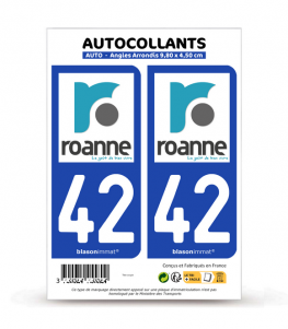 42 Roanne - Ville | Autocollant plaque immatriculation