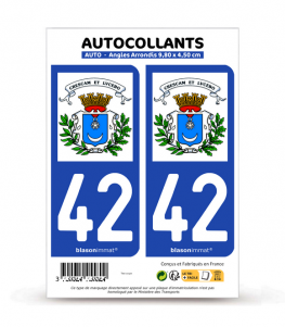 42 Roanne - Armoiries | Autocollant plaque immatriculation