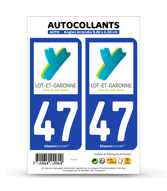 47 Lot-et-Garonne - Département | Autocollant plaque immatriculation