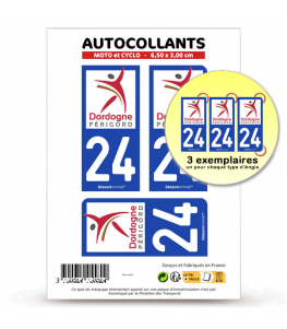 Département 24 Dordogne (2 fois 10cm) - Sticker/autocollant