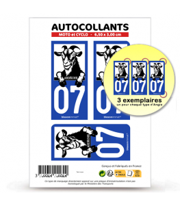 DECO-IDEES – Sticker Pour Plaque D’immatriculation Moto « 07 ARDECHE » – Garanti 5 Ans, Résistant Aux Intempéries