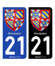 21 Bourgogne - Armoiries | Autocollant plaque immatriculation