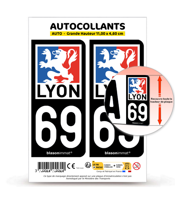 Sticker Plaque D'Immatriculation OL Olympique Lyonnais – 69 Lyon