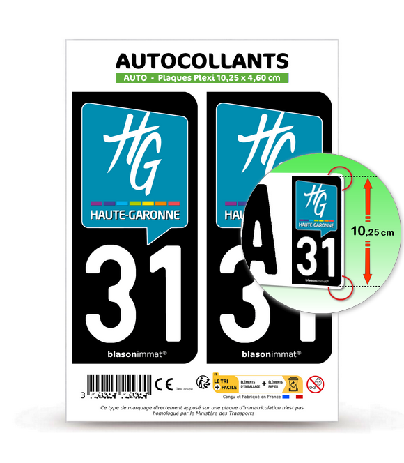 Set De 4 Stickers NOIR Pour Plaque D'immatriculation, 12 AVEYRON - Stickers Pour Plaque D'immatriculation/AUTO Occitanie - The Little Boutique