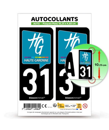 Autocollant Plaque Immatriculation Occitanie – Département 30, Bleu, Forme Arrondie (2 Stickers, Fabriqué En France)