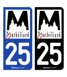 Lot De 4 Autocollants Département 25 Doubs Pour Plaque Immatriculation - Résistants Aux Lavages