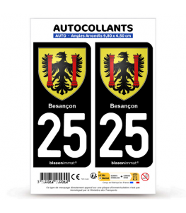 25 Besançon - Armoiries | Autocollant plaque immatriculation