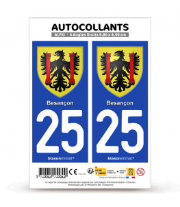 25 Besançon - Armoiries | Autocollant plaque immatriculation