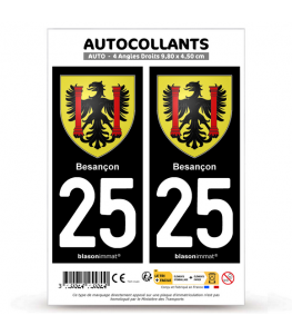 25 Besançon - Armoiries | Autocollant plaque immatriculation
