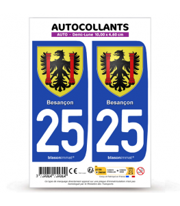 25 Besançon - Armoiries | Autocollant plaque immatriculation