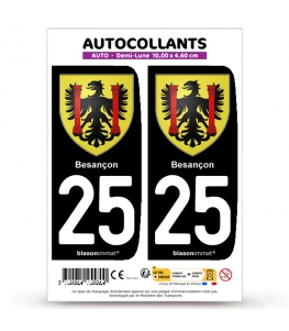 25 Besançon - Armoiries | Autocollant plaque immatriculation