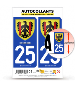 25 Besançon - Armoiries | Autocollant plaque immatriculation