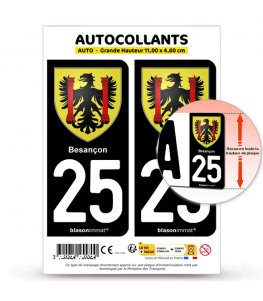 25 Besançon - Armoiries | Autocollant plaque immatriculation