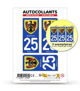 25 Besançon - Armoiries | Autocollant plaque immatriculation
