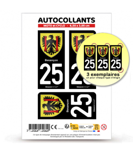 25 Besançon - Armoiries | Autocollant plaque immatriculation