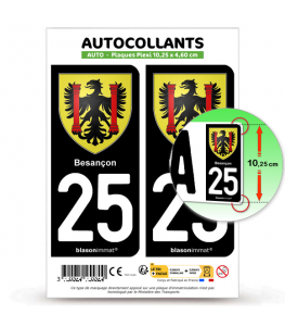 25 Besançon - Armoiries | Autocollant plaque immatriculation