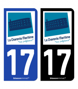 2 Adesivi Targa Auto Per Dipartimento 17 (Nuova Aquitania) - Formato Ufficiale 9,7x4,6 Cm, Fabbricati In Francia