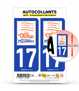 17 Ile d'Oléron - Bassin de Marennes | Autocollant plaque immatriculation
