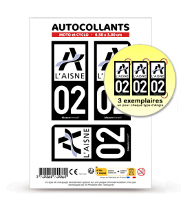 Autocollants Plaque Immatriculation Département 02 Aisne - Lot De 4, Vinyle Haute Résistance, Garantie 7 Ans - 5