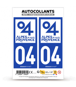 04 Alpes-de-Haute-Provence - Département | Autocollant plaque immatriculation