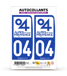 04 Alpes-de-Haute-Provence - Département | Autocollant plaque immatriculation