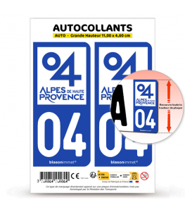 04 Alpes-de-Haute-Provence - Département | Autocollant plaque immatriculation