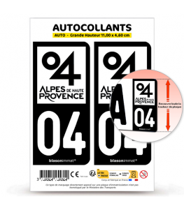 04 Alpes-de-Haute-Provence - Département | Autocollant plaque immatriculation