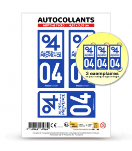 04 Alpes-de-Haute-Provence - Département | Autocollant plaque immatriculation